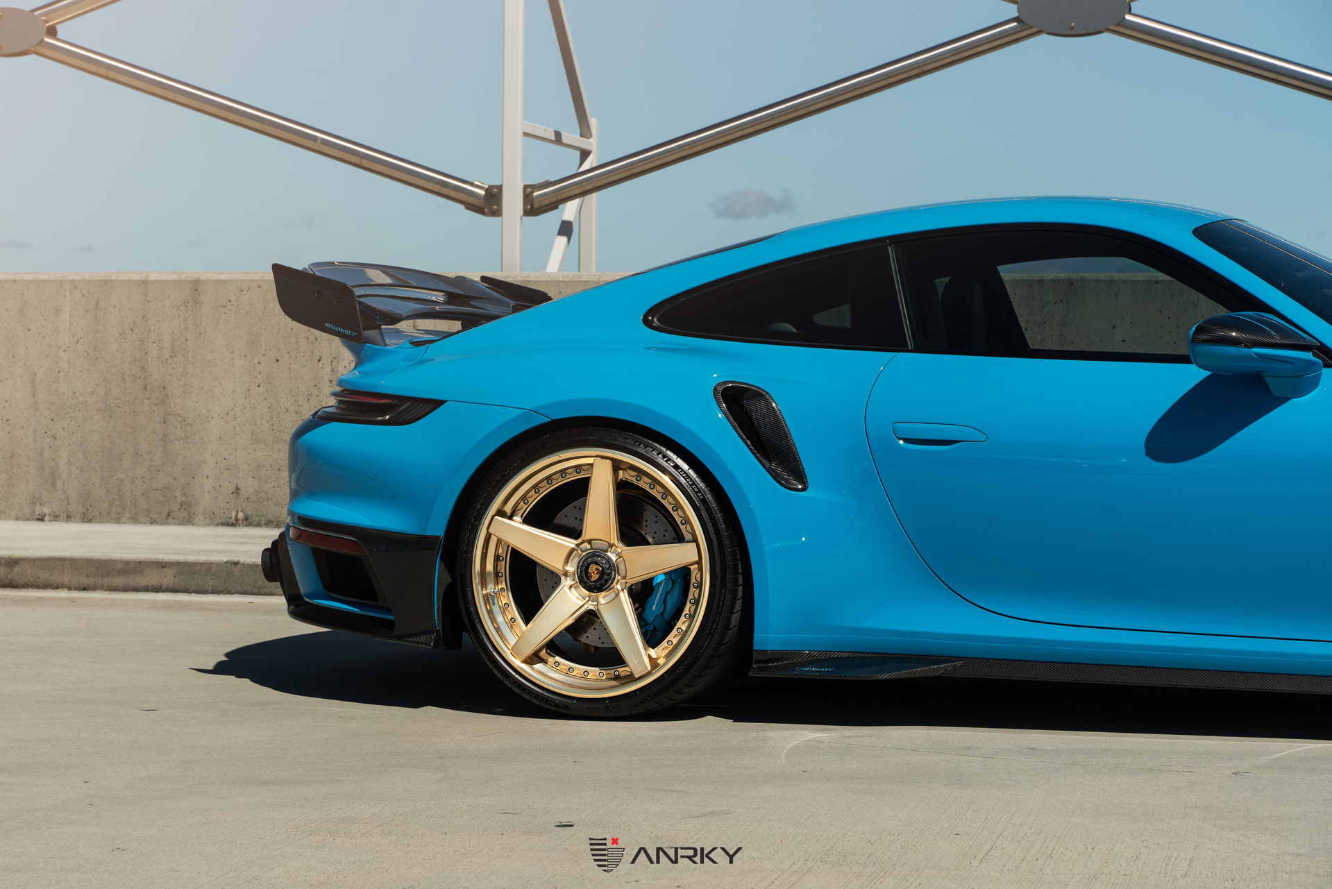 Mansory Porsche 992 | Rivera Blue | on ANRKY RS5.3 | Satin Mirror Polished Gold
