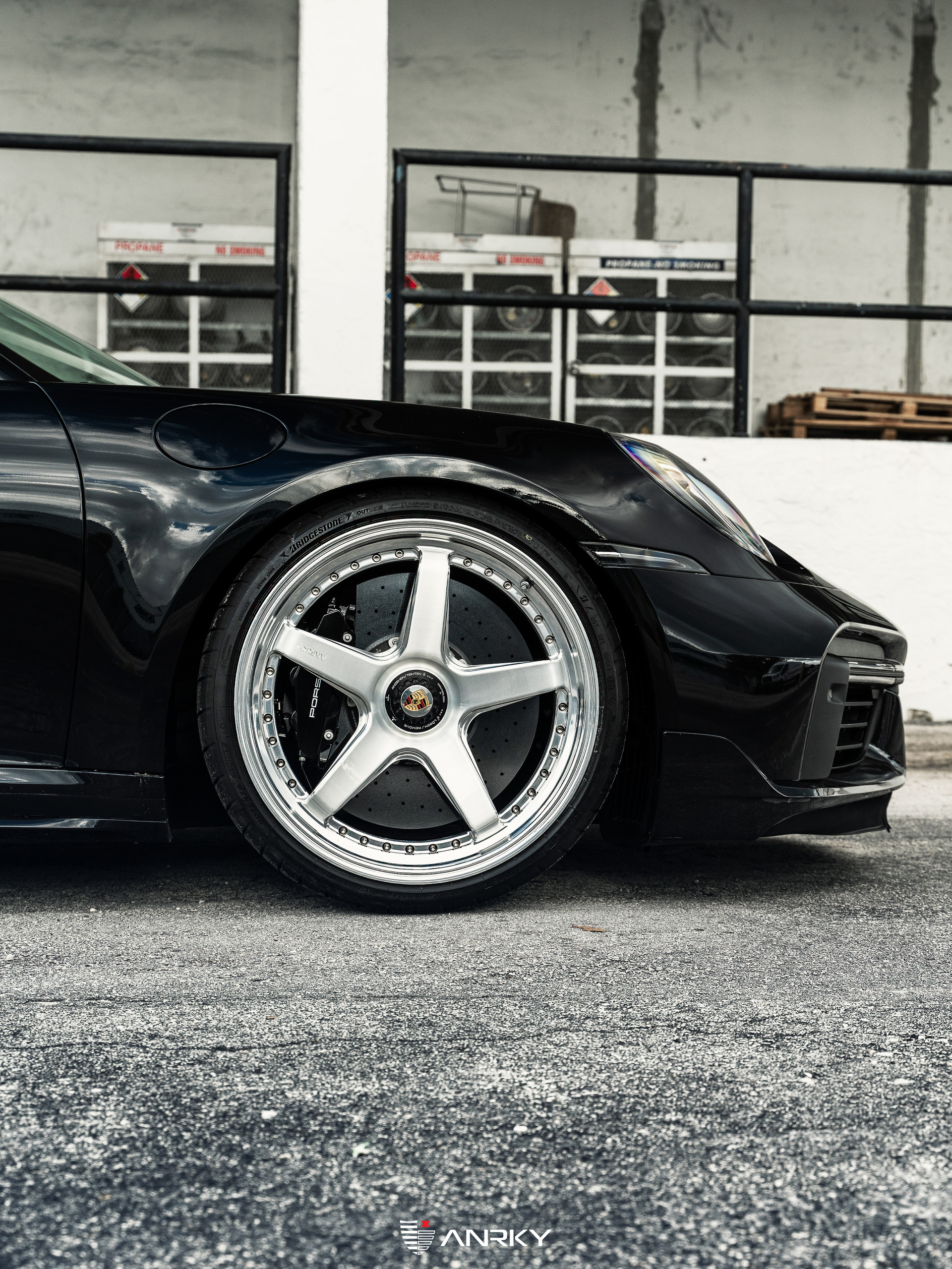 Porsche 992 Turbo S | Black | on ANRKY JDX-200 | Brushed Face + Mirror Polished Windows
