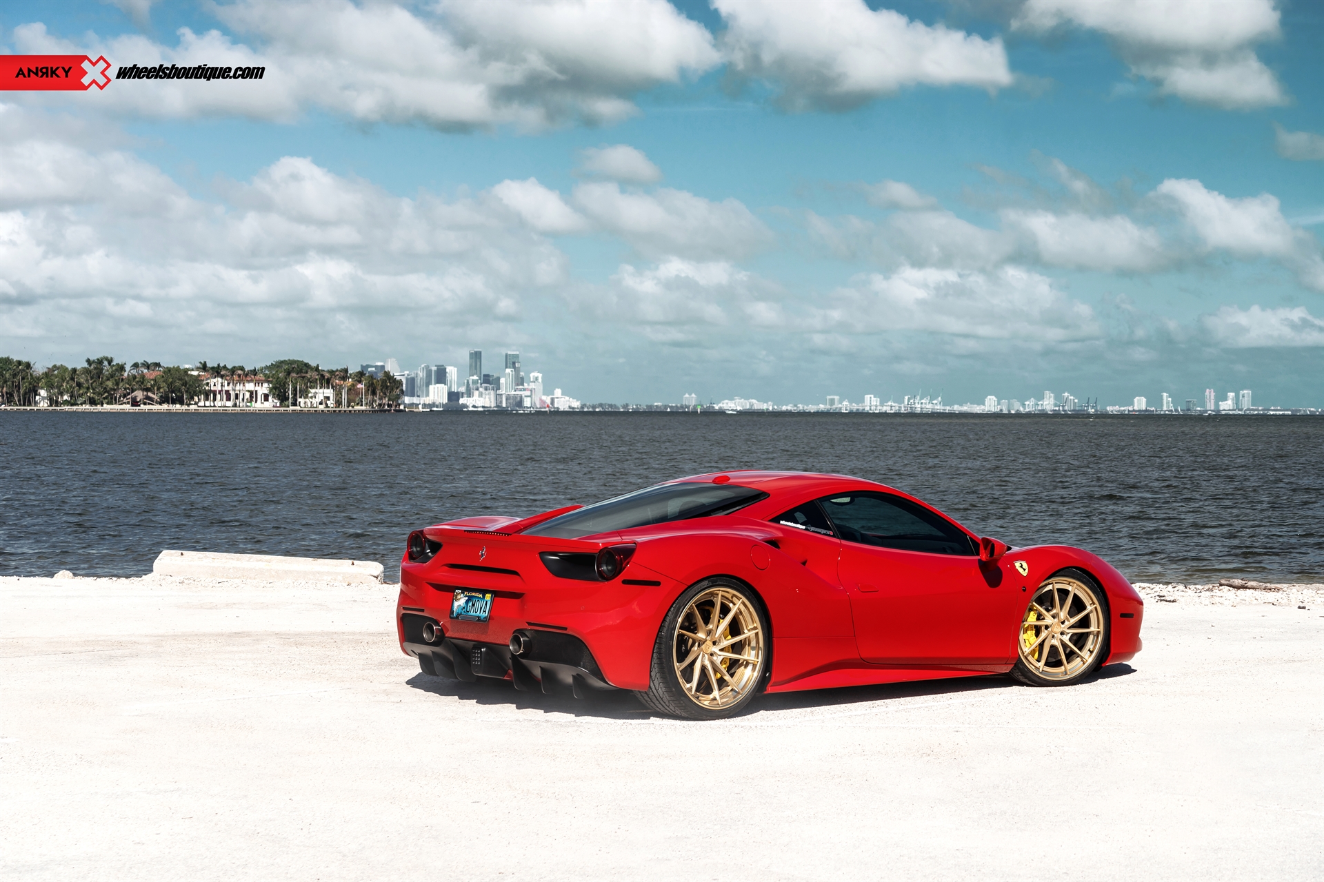 Ferrari 488 GTB | Rosso Corza | on ANRKY AN33 | Two-Tone Brushed Satin Gold with Stone Satin Gold Windows