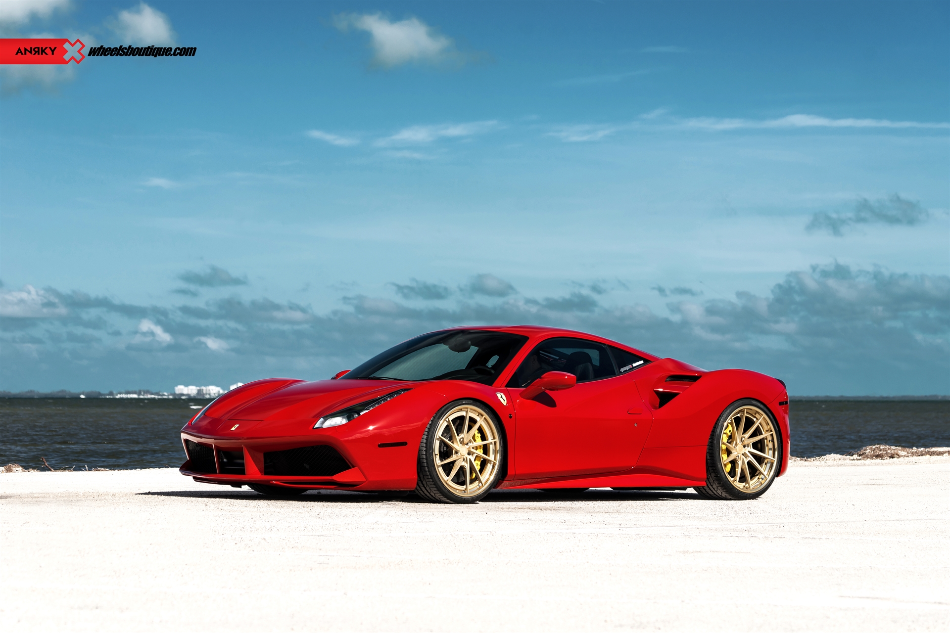 Ferrari 488 GTB | Rosso Corza | on ANRKY AN33 | Two-Tone Brushed Satin Gold with Stone Satin Gold Windows