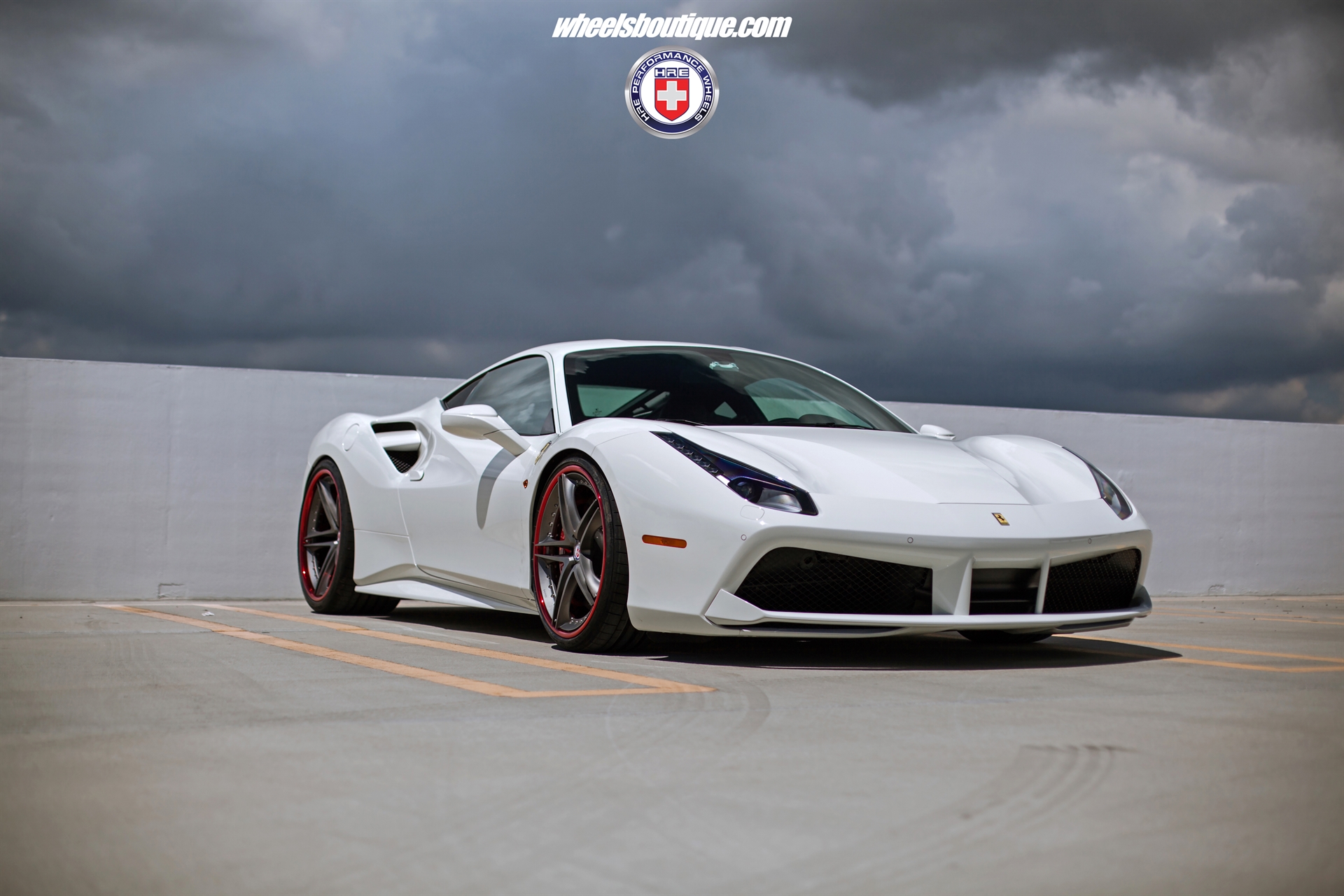 Ferrari 488 | Bianco Avus | on HRE S207 | Frozen Polished Dark Clear